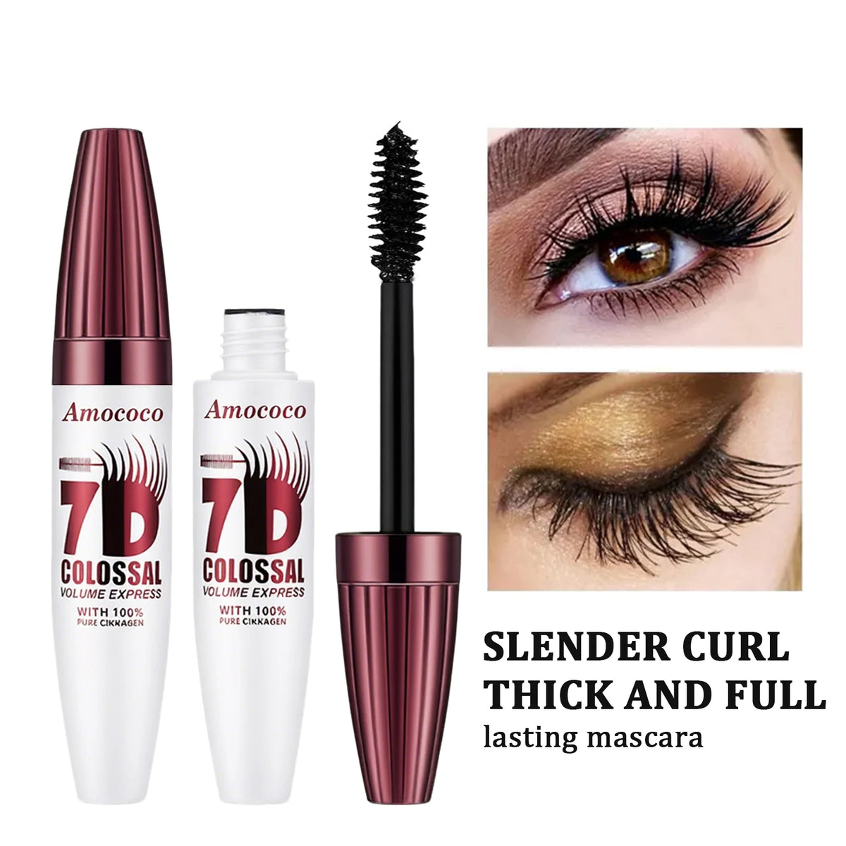 Amococo 2/4pcs 7D Mascara Black Volume Mascara for Eyelashes Eye Makeup Mascara for Women Long Lasting Lash Makeup Easy Apply Daily Beauty Cosmetic Makeup Gift