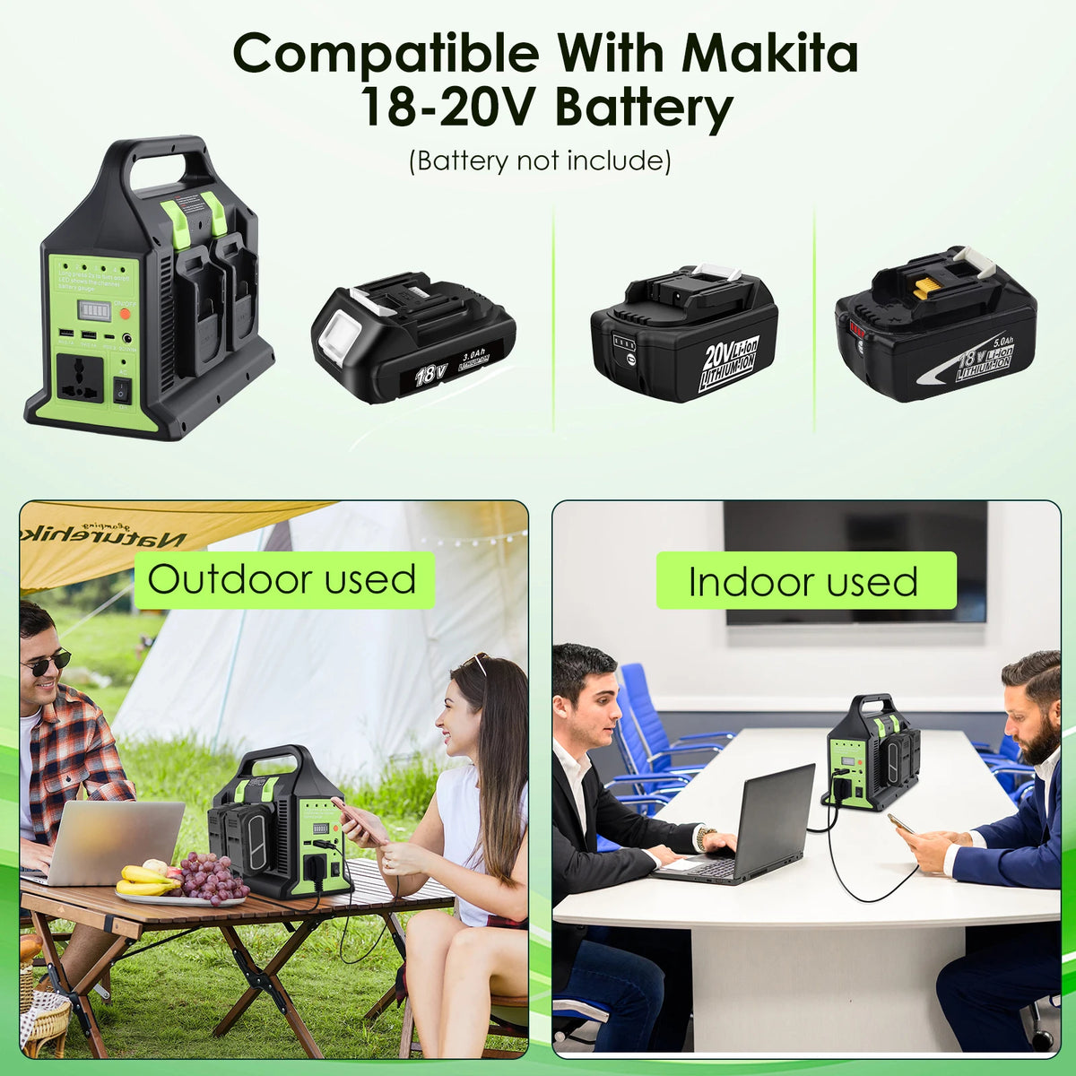350W Power Supply Inverter 4 Port Power Adapter for Makita 18V Battery DC 18V to AC 220-230V for Outdoor Camping Emergency
