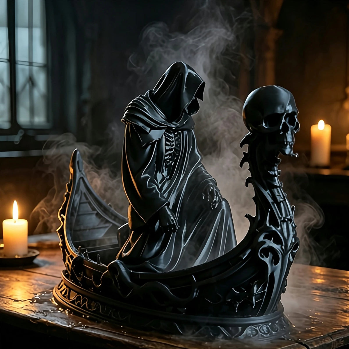 3D‑Printed Charon Ferryman Statue, Black Death Ship Skull Sculpture, Gothic Dark Myth Home Decor, Easter Birthday Souvenir Gift