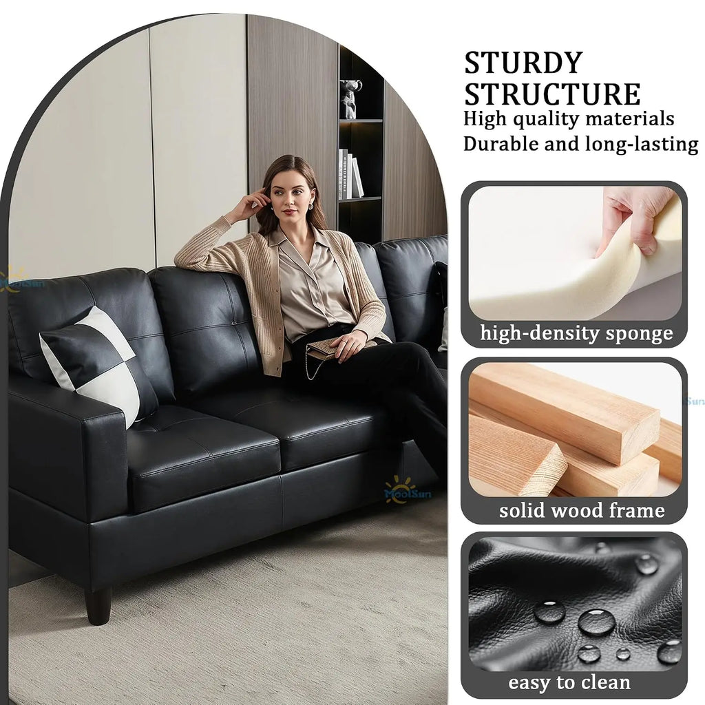 L-Shaped Combination Sofa Set, Luxurious Synthetic Leather Living Room Sofa, Suitable for Living Rooms, Bedrooms,, Customized