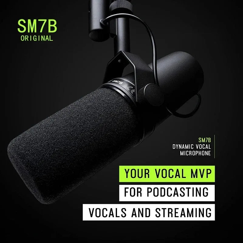Shure SM7B Microphone Sm7b Dynamic Microphone Podcast Studio Set for Live/Stage Recording Podcasting Cardioid Black Metal Mic