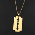 Hiphop Razor Blade Pendant Necklace Men Gothic Punk Stainless Steel Male Knife Double Edge Razorblade Shaver Shape Chain Jewelry