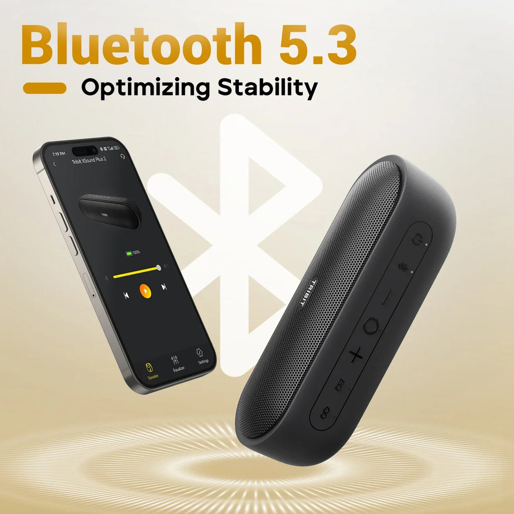 مكبر صوت بلوتوث محمول TRIBIT XSound Plus 2، قوة 30 واط، مكبر صوت لاسلكي مقاوم للماء بمعيار IPX7، وقت تشغيل 24 ساعة للتخييم والمشي لمسافات طويلة