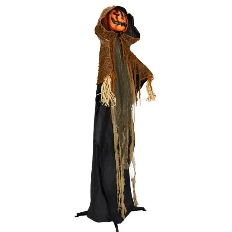 5.8ft Halloween Decorations Outdoor Life Size Animatronics Pumpkin Ghost, Sound-Actived Party Decor with Creepy Sound , Scary Haunted House Props for Garden Yard Lawn