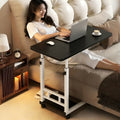 Kocoile Height-Adjustable Mobile Desk, Portable Laptop Desk With Locking Wheels, Bedside Computer Workstation With A Carbon Fiber Surface