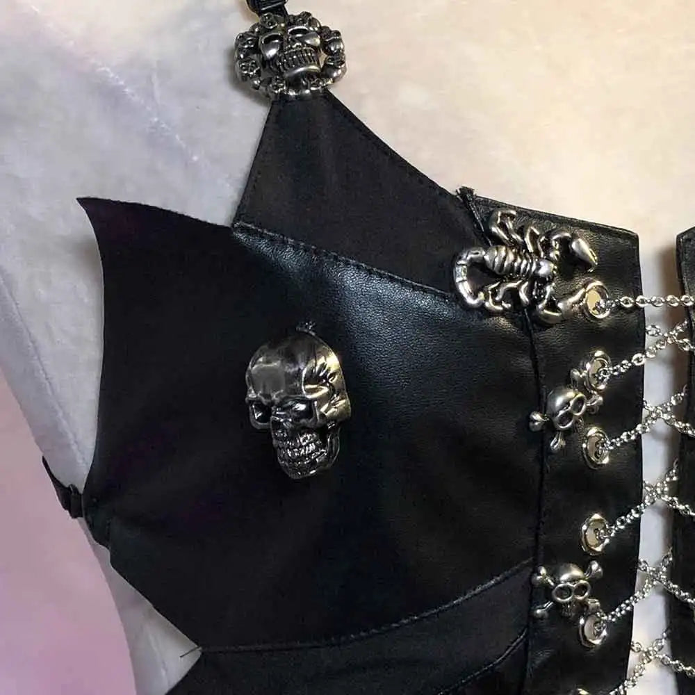 Women's Y2K Goth Top Emo Clothing Gothic Boho Cross Punk Rock Tank Skull Bra Grunge T-Shirt for Teens Rave Festival Wear