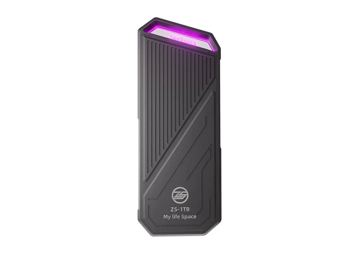 KingSpec Z5 1TB Portable SSD with RGB, USB 3.2 Gen 2x2 Type-C 20Gbps, Seq. Read Speeds Up to 2,100MB/s, for Photographers, Content Creators and Gaming, Black (Z5-1TB)