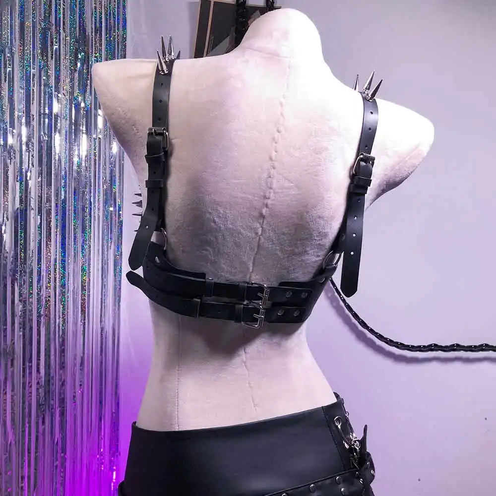 Kawaii Y2K Halter Camisole TOPS Goth Studded Rivet Hand Made E-Girls Emo Gothic DIY Eco Grunge Skull Punk Rock Harajuku
