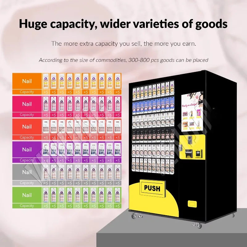 Hair and Eyelash Vending Machine With Credit Card Reader Selling Beauty Products and Cosmetics Sample Vending Machine