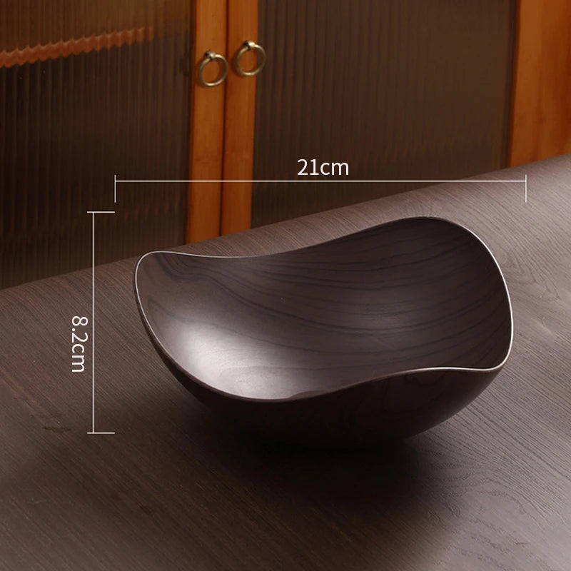 Japanese Plastic Dish Imitation Wood Household Food Grade Fruit Bowl Plates Multifunctional Storage Tray Kitchen Accessories