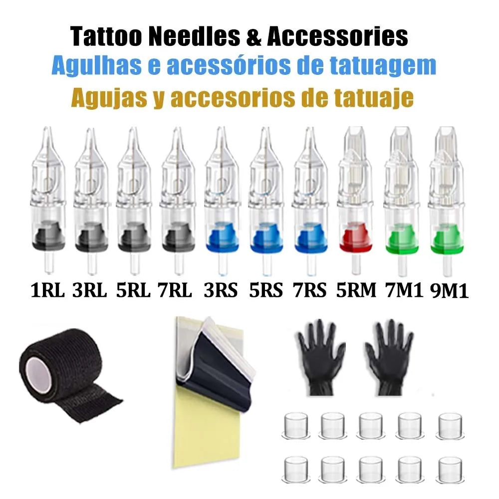 Tattoo Set Rotary Tattoo Machine Pen Tattoo Kit 10 Tattoo Needles Various Tattoo Accessories for Beginners Artists in Tattooing