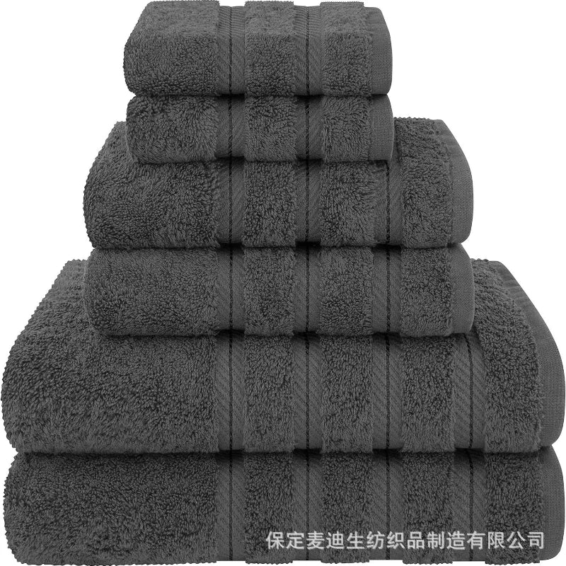 6 Piece Cotton Towel Sets-2 Bath Towels, 2 Hand, 2 Washcloths,Hotel Quality, Soft, Highly Absorbent Towels for Bathroom Gym