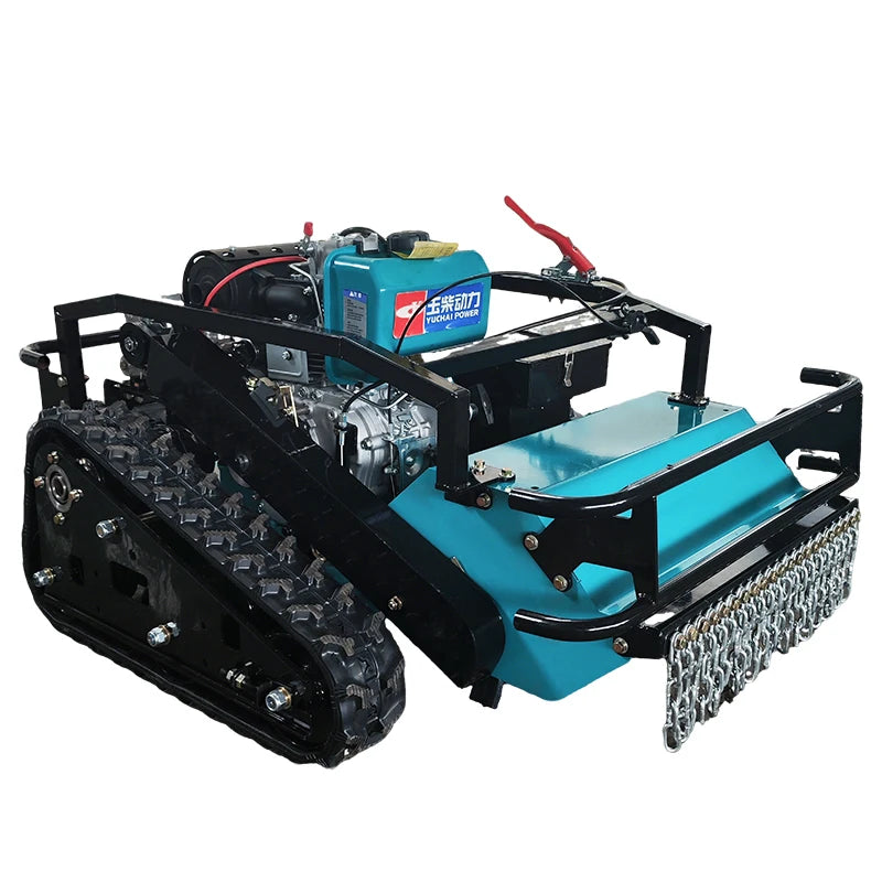 Newly designed self-propelled tracked lawn mower with automatic remote control for grass cutting and shredding