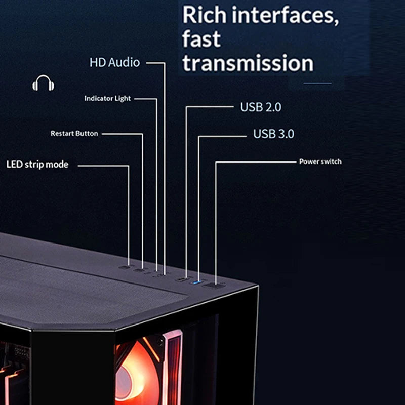 WJCOOLMAN Dreamer PLUS Secondary screen PC case with full side sea view room 360 water cooler Computer case gabinetes gamer