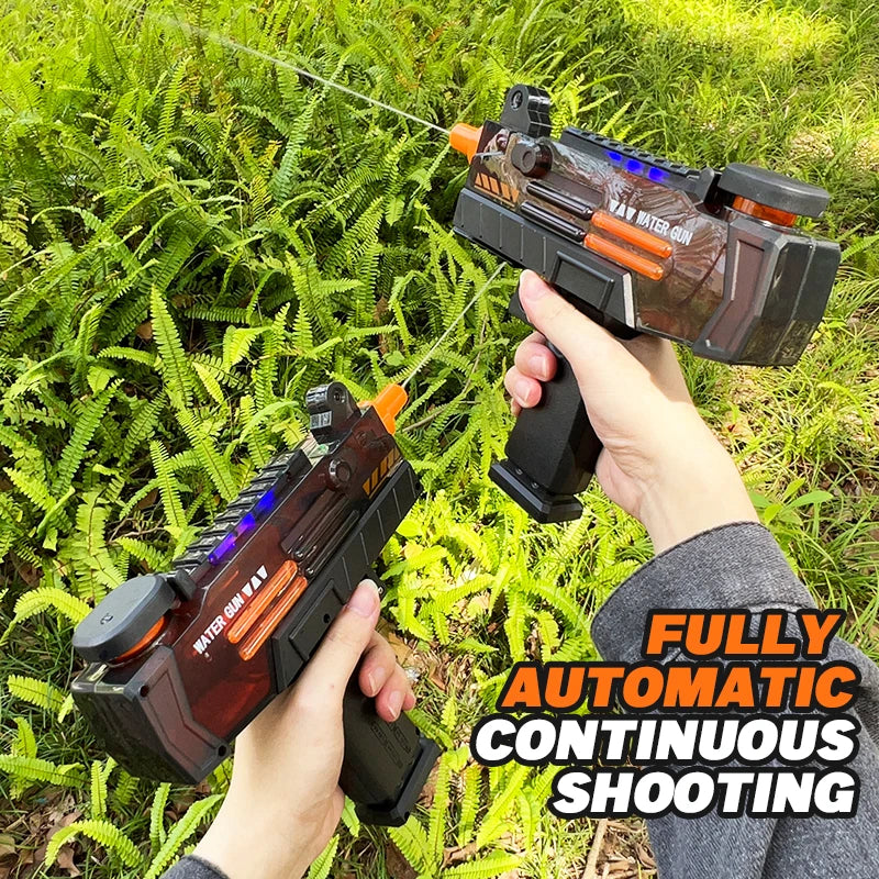 Electric Water Gun Toy with Flare Flame Lights AutomaticWater Machine Splashing Outdoor Beach Toys for Boy Gift