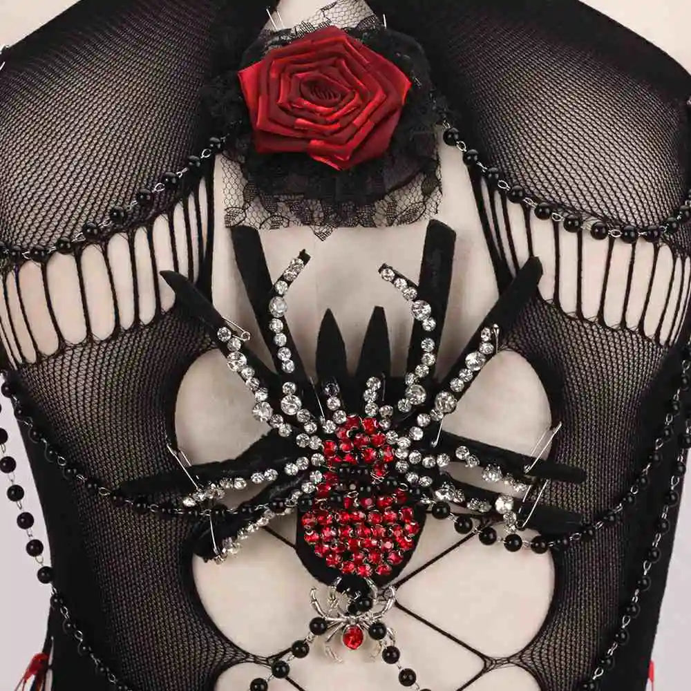 Goth Fashion Revival Hand Made Y2K TOPS Club Wear E-Girls Emo Harajuku Punk Rock Rose Spiders Grunge Eco Gothic Tank Pin