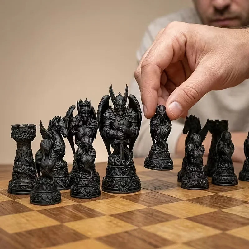 16 Pcs Black and White Angel Series Chess Desktop Decoration Ornament