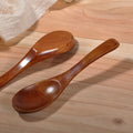 10PCS Wooden Spoons Flat bottom Wood Soup Spoons for Eating Mixing Japanese Style Kitchen Utensil Eco Friendly Table Spoon