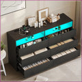 6 Drawer Dresser for Bedroom 47 in Wooden Black Chest of Drawers Storage Organizer