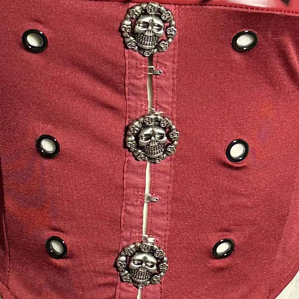 Red Gothic Dress for Women Y2K Rave Cyber Punk Rock Goth Cross with Spikes Scene Emo ALT Grunge Rave Festival E-Girls Clothing