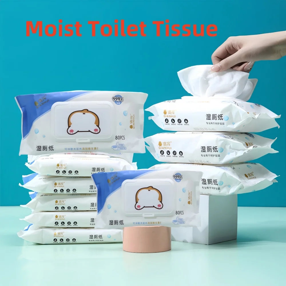 80 Pieces/Pack, Wet Toilet Paper, for Men and Women to Clean Their Private Parts, Wipe Their Buttocks, Antibacterial Toilet Wet