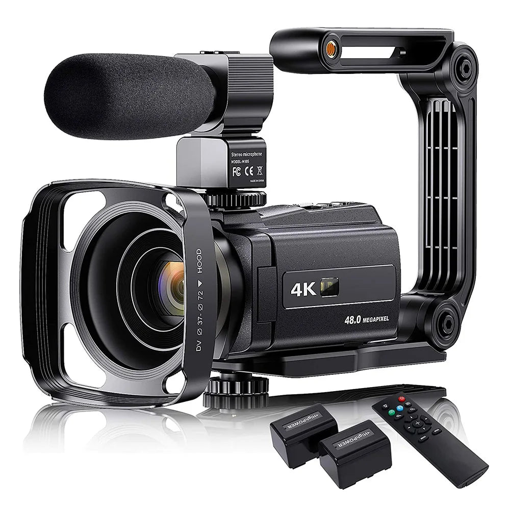 48MP 4K Video Camera 16X Zoom 3.0" Camcorder with Microphone Vlogging Touch Screen IR Night Vision Wi-Fi Vlog Cameras Web