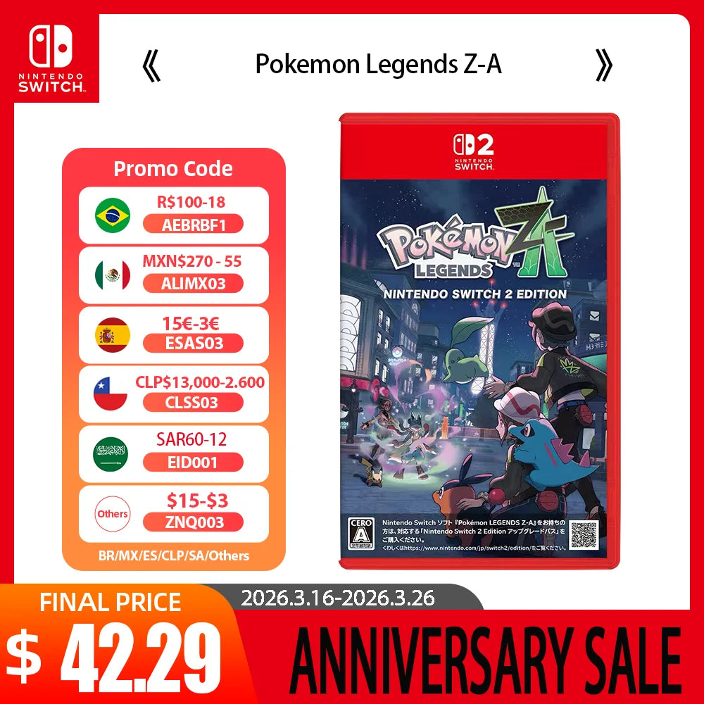 Nintendo Switch 2 Game Deals - Pokemon Legends Z-A -  NS2 Games Cartridge Physical Card TV Tabletop Handheld