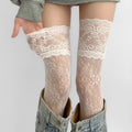 1 Pair Women Sexy Flowers mesh lace Thigh High Stockings Over The Knee Stockings Lolita style Girls Long Leg Boot Socks