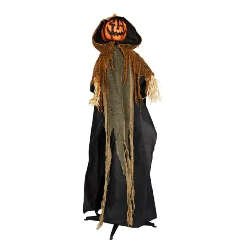 5.8ft Halloween Decorations Outdoor Life Size Animatronics Pumpkin Ghost, Sound-Actived Party Decor with Creepy Sound , Scary Haunted House Props for Garden Yard Lawn