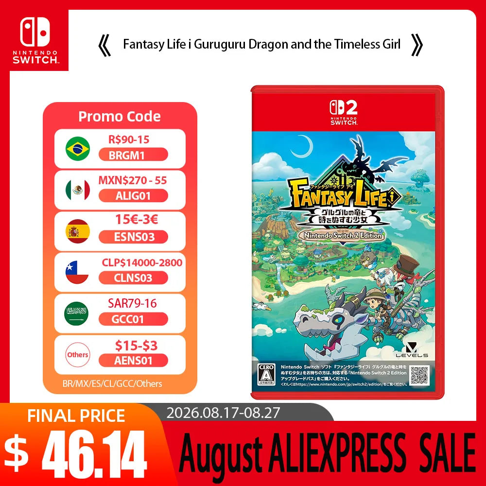 Nintendo Switch 2 Game  - Fantasy Life i Guruguru Dragon and the Timeless Girl - Games Physical Cartridge for Switch 2