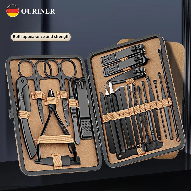 7/16/24Pcs Manicure Set Professional Nail Clipper Pedicure Kit Stainless Steel Nail Care Tool Grooming Kit with Luxurious Travel
