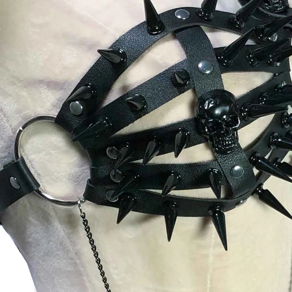 Goth Tops with Spikes Festival Bra Emo Clothing Summer Cyber Y2K T-shirt Punk Mini Rock Clothes Grunge Gothic Tank Rave Outfits