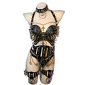 DIY E-Girls Harajuku 90s Y2K Halter Camisole TOPS Grunge Eco Emo Goth Hand Made Punk Rock Chain PU Leather Gothic