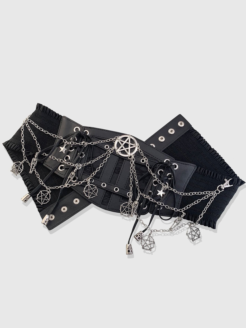 HERSHINE Women's Black Fashion Star Chain Elastic Wide Waist Belt, Y2K Gothic Punk Harajuku Rock Hip Hop Accessory，spring，summer