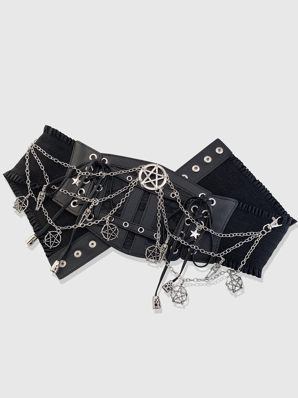 HERSHINE Women's Black Fashion Star Chain Elastic Wide Waist Belt, Y2K Gothic Punk Harajuku Rock Hip Hop Accessory，spring，summer