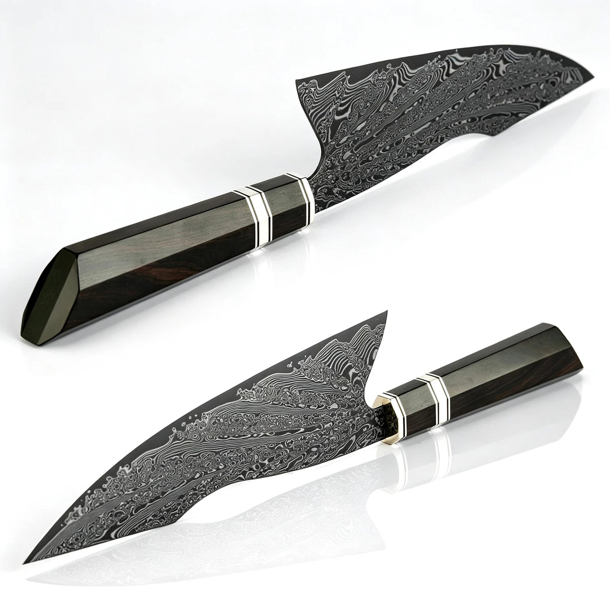 XITUO 8" Damascus Steel Chef Knife, Ultra Sharp Japanese Kitchen Chopper & Meat Cleaver with Octagonal Black Rosewood Handle