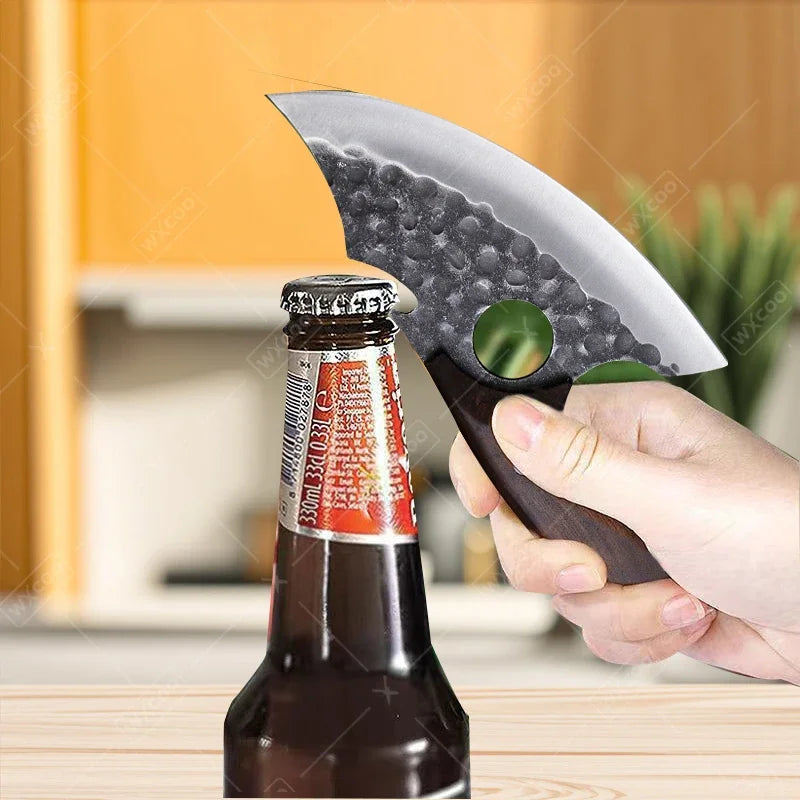 WXCOO Stainless Steel Forged Butcher Knife Wooden Handle Kitchen Meat Cleaver Multifunctional Fruit Knife Boning Knife