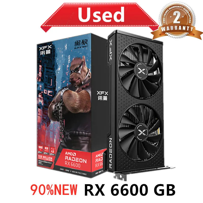 XFX RX 6600 XT 6600XT RX6600 XT 8GB Graphics Card AMD GPU Radeon RX6600XT RX6600 XT GDDR6 Video Cards Desktop PC Computer Game