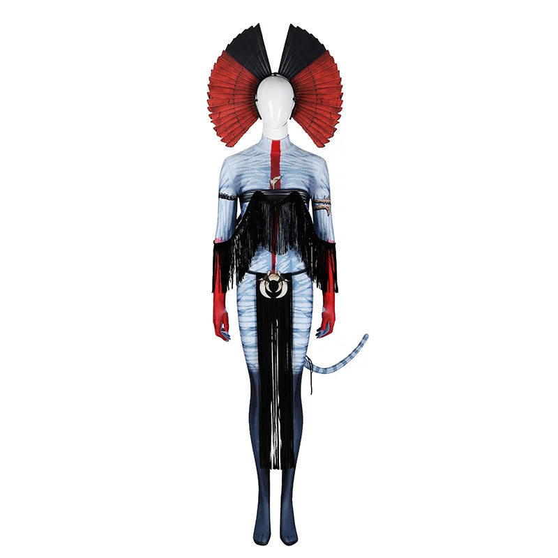 Avatar of Fire Ash Cosplay Varang Costume for Women Jumpsuit Headgear Tails Roleplay Outfits Halloween Carnival Disguise Suit