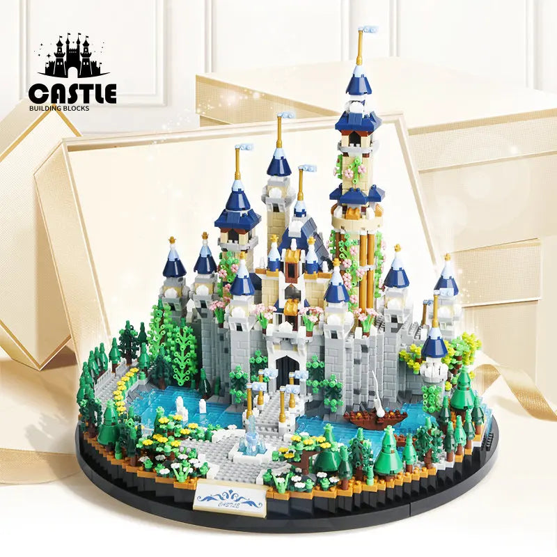 6180PCS Magic Castle Sakura House Building Blocks City Street Model With LED Lights Mini Bricks Toys Children's Christmas Gifts