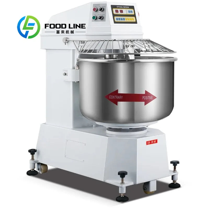 Custom Industrial Bread Bakery 25kg 50kg 100kg 150 Rpm 110v 20 kg Spiral Dough Mixer Maker Kneader Kneading Flour Mixing Machine