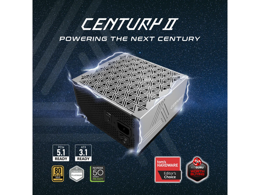 MONTECH CENTURY II - 850W High-End ATX Gaming Power Supply - 80 Plus Gold & Cybenetics Platinum