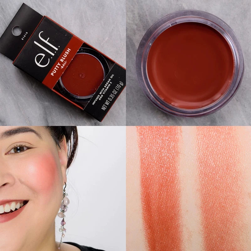 Elf Putty Blushcream Blush Balm in Pink Tones Bora Bora Matte Pearlescent and Shimmering Lip Glaze for Moisturizing Lips Makeup