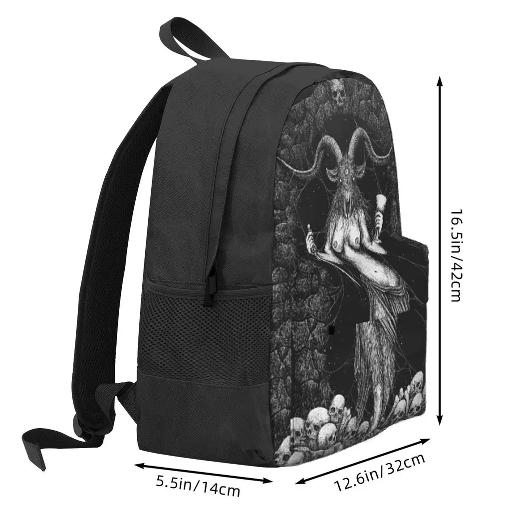 Baphomet Goat Satan Devil Goth Backpack Daypack Large Capacity Boys Girls BookBag School Bag Shoulder Bags for Men Women