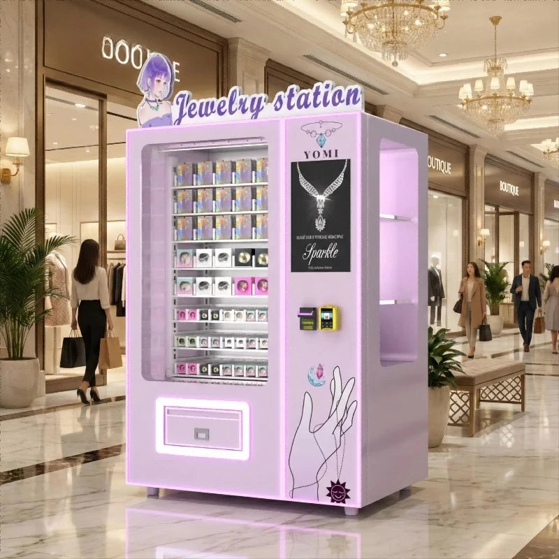 Smart beauty vending machines with card readers, jewelry vending machines, cosmetics vending machines in shopping malls for sale