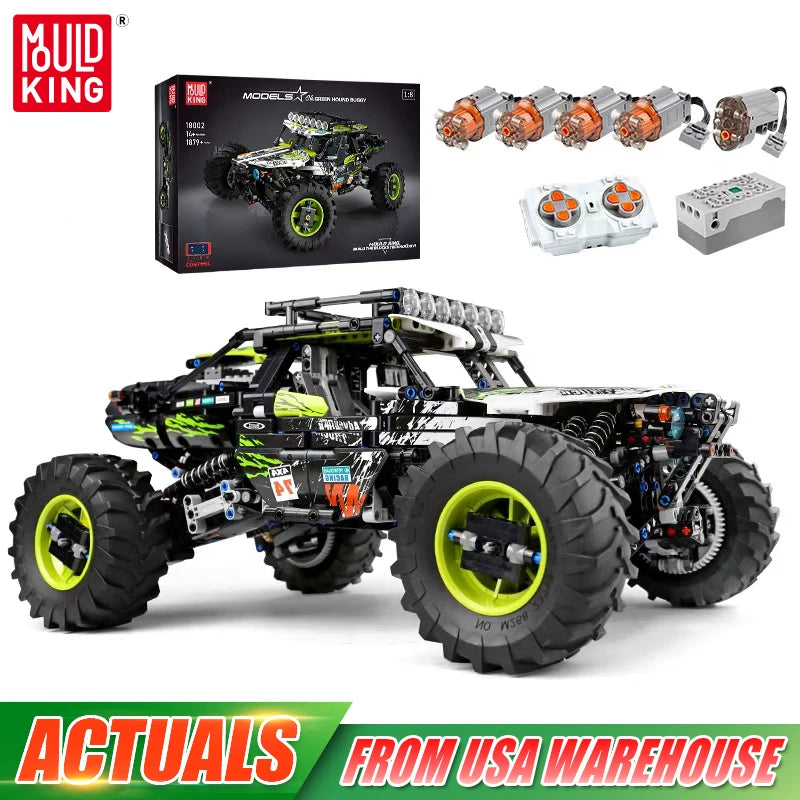 Mould King 18002 سيارات تقنية ألعاب MOC-19517 سيارة باجي 4WD تعمل بالتحكم عن بعد مجموعة بناء نماذج السيارات من الطوب هدية الكريسماس للأطفال