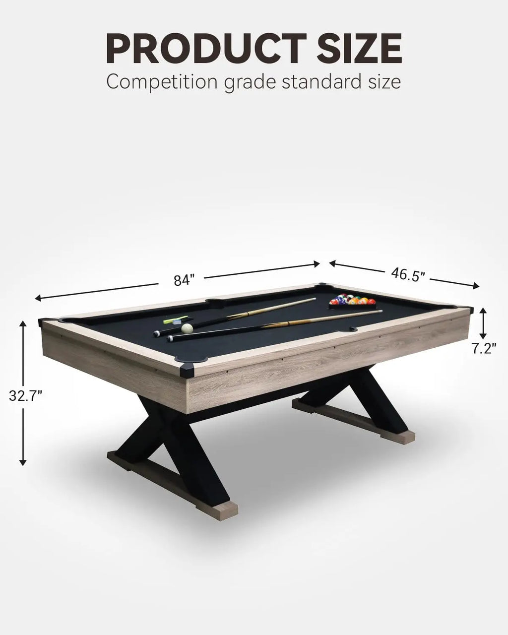 7ft Pool Table, Billiard Set with Accessories - x-Leg Industrial, Customized
