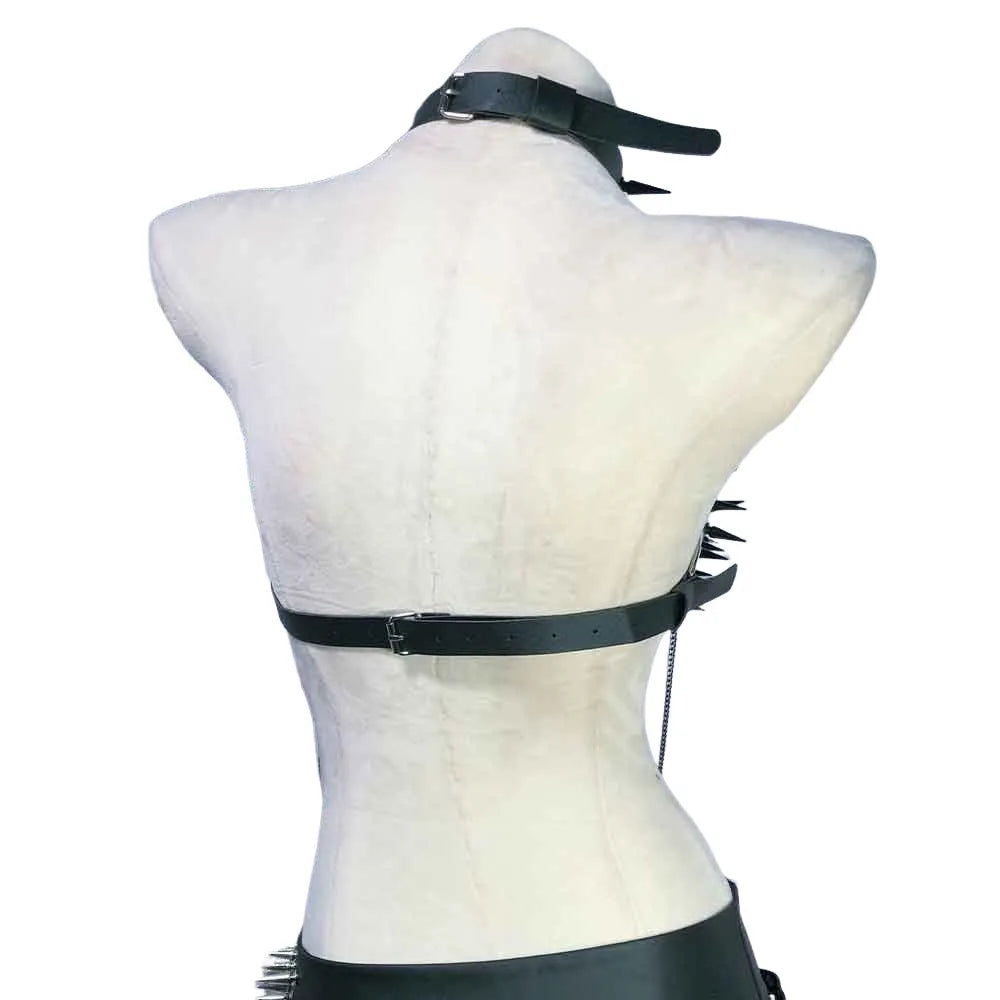 Goth Tops with Spikes Festival Bra Emo Clothing Summer Cyber Y2K T-shirt Punk Mini Rock Clothes Grunge Gothic Tank Rave Outfits