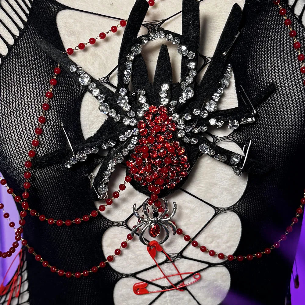 Goth Fashion Revival Hand Made Y2K TOPS Club Wear E-Girls Emo Harajuku Punk Rock Rose Spiders Grunge Eco Gothic Tank Pin