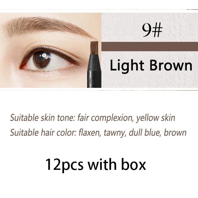 6/12PCS Eyebrow Pencil Hard Core Wholesale Makeup Pull Line Haozhuang Brand Permanent Peel off White Black Waterproof Natural